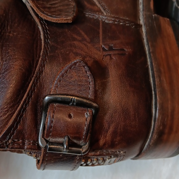 Frye Women Rustic Brown Leather Harness Biker Motorcycle Boots Size 8B - Picture 9 of 13